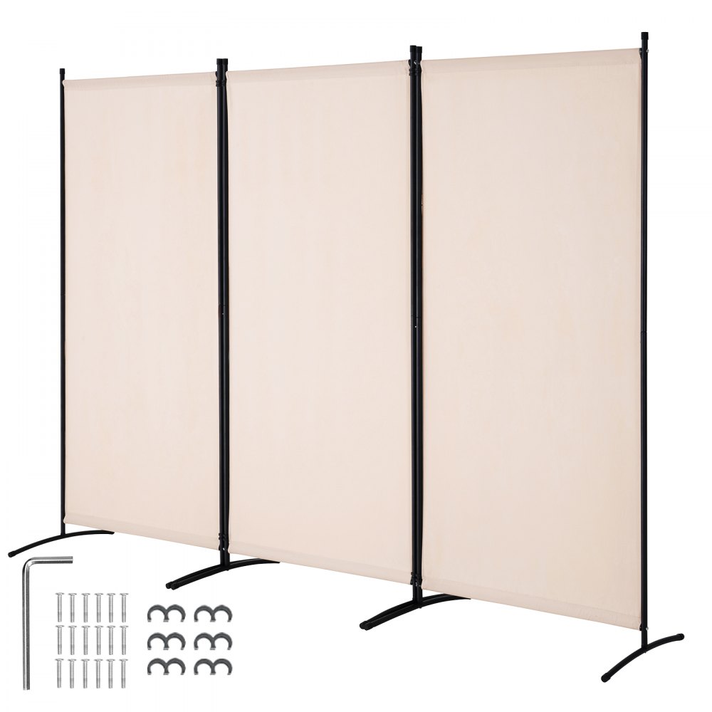 VEVOR scheidingswand 260x184x52cm 3 panelen beige privacyscherm