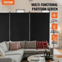 VEVOR scheidingsscherm 260cm 3 panelen kantoor zwart privacyscherm