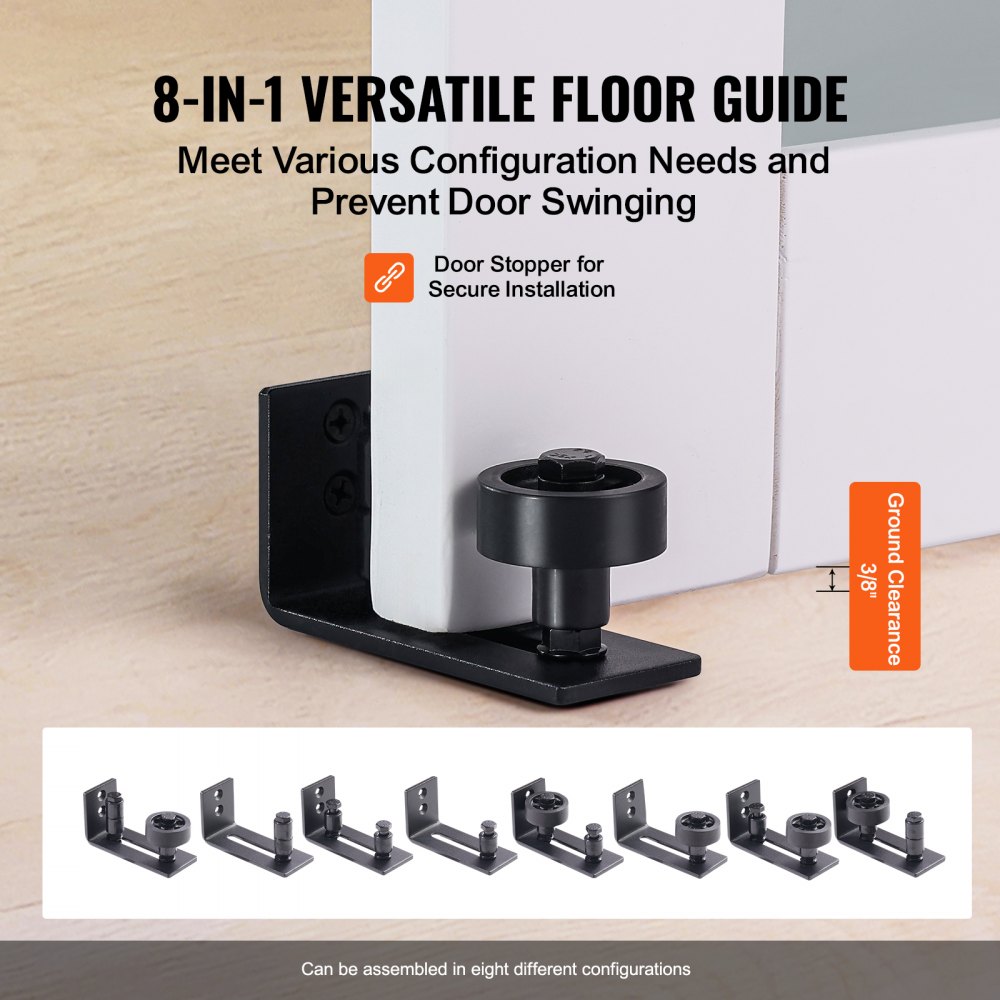 VEVOR Schuifdeur Hardware Kit, 914,4 x 2133,6 mm Hout-Glas Schuifdeur, Stille Schuurdeur Kit met 8-in-1 Vloergeleider en Deurkruk, Sparrenhouten Paneel en Matglas, Woonkamer