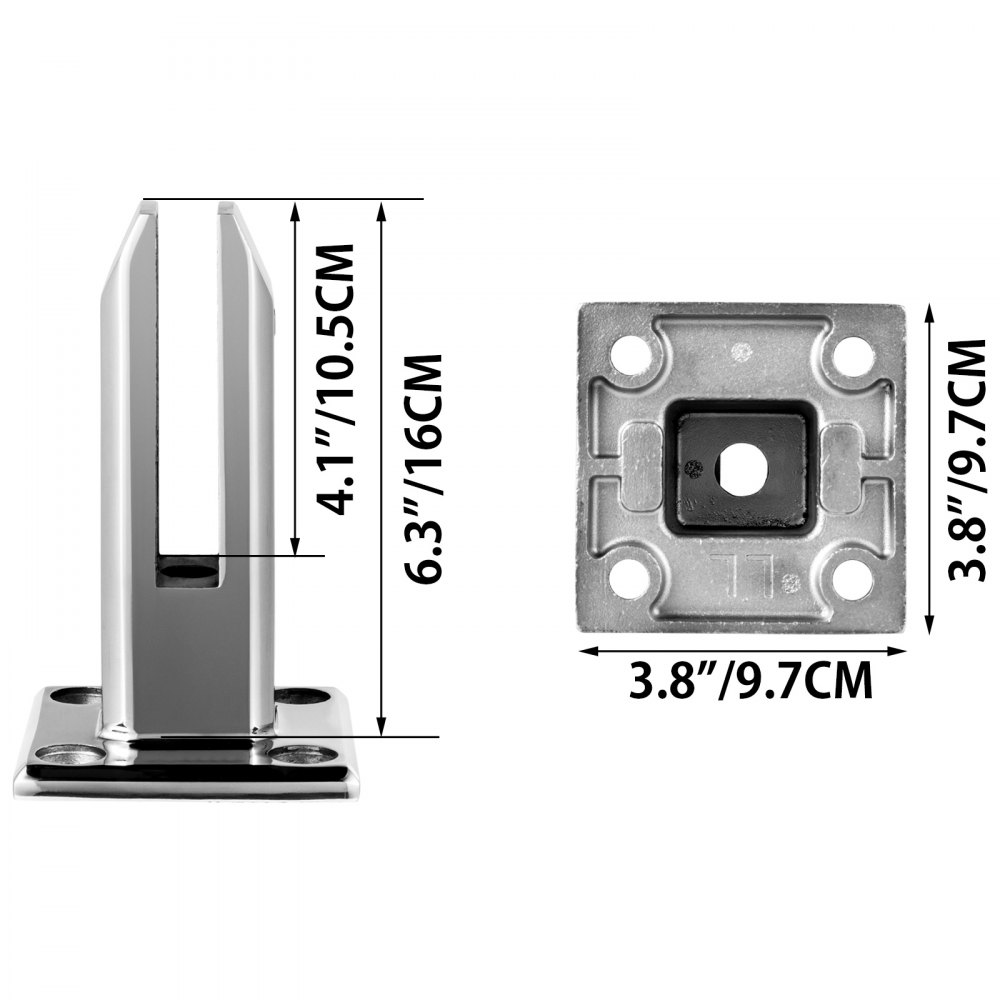 Vevor Glazen Leuning Post Klem Rvs Zwembad Glas Klem Balkonhekklem Vierkant X10