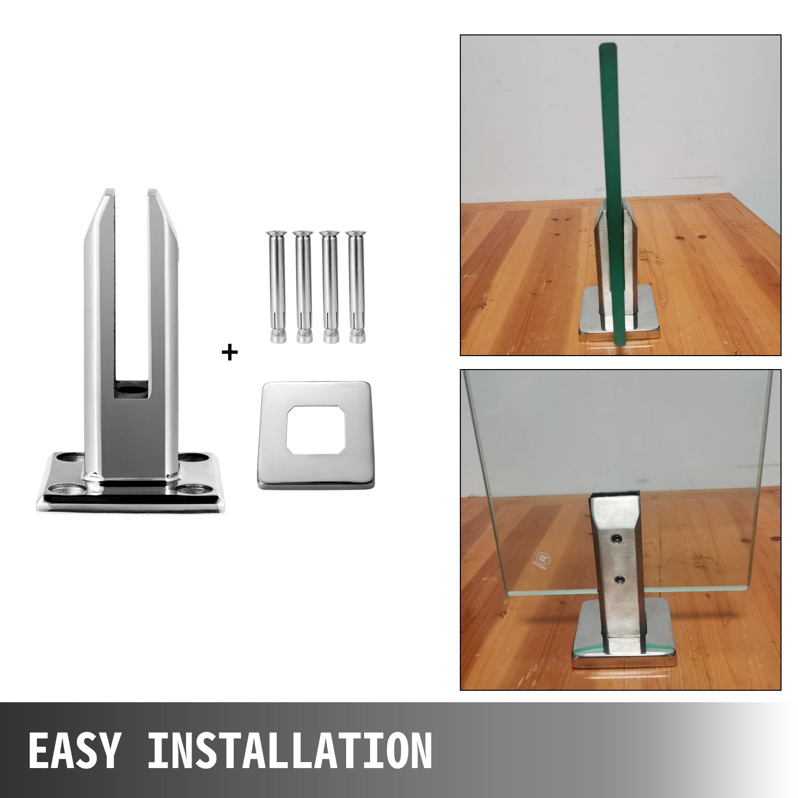 Vevor Glazen Leuning Post Klem Rvs Zwembad Glas Klem Balkonhekklem Vierkant X 4