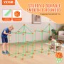 children building a house with the VEVOR tent fort kit made of green pp rods and orange connectors. ages 4+.