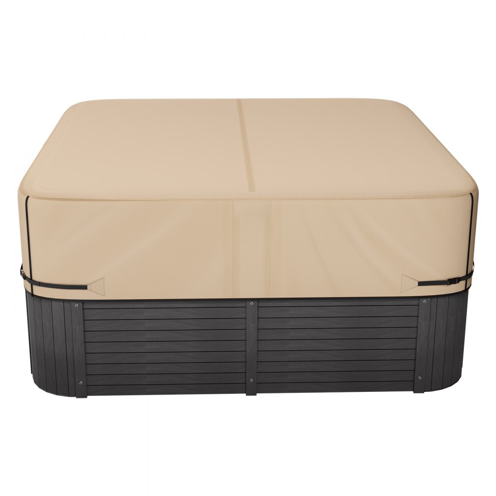 VEVOR Outdoor Hot Tub Cover, 85x85x20in/2160x2160x508mm Weatherproof & Waterproof Hot Tub Cover Protector, 600D Heavy Duty Oxford Fabric and 950N Tearing Strength, Square Spa Covers for Hottub, Brown