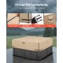 VEVOR Outdoor Hot Tub Cover, 85x85x20in/2160x2160x508mm Weatherproof & Waterproof Hot Tub Cover Protector, 600D Heavy Duty Oxford Fabric and 950N Tearing Strength, Square Spa Covers for Hottub, Brown