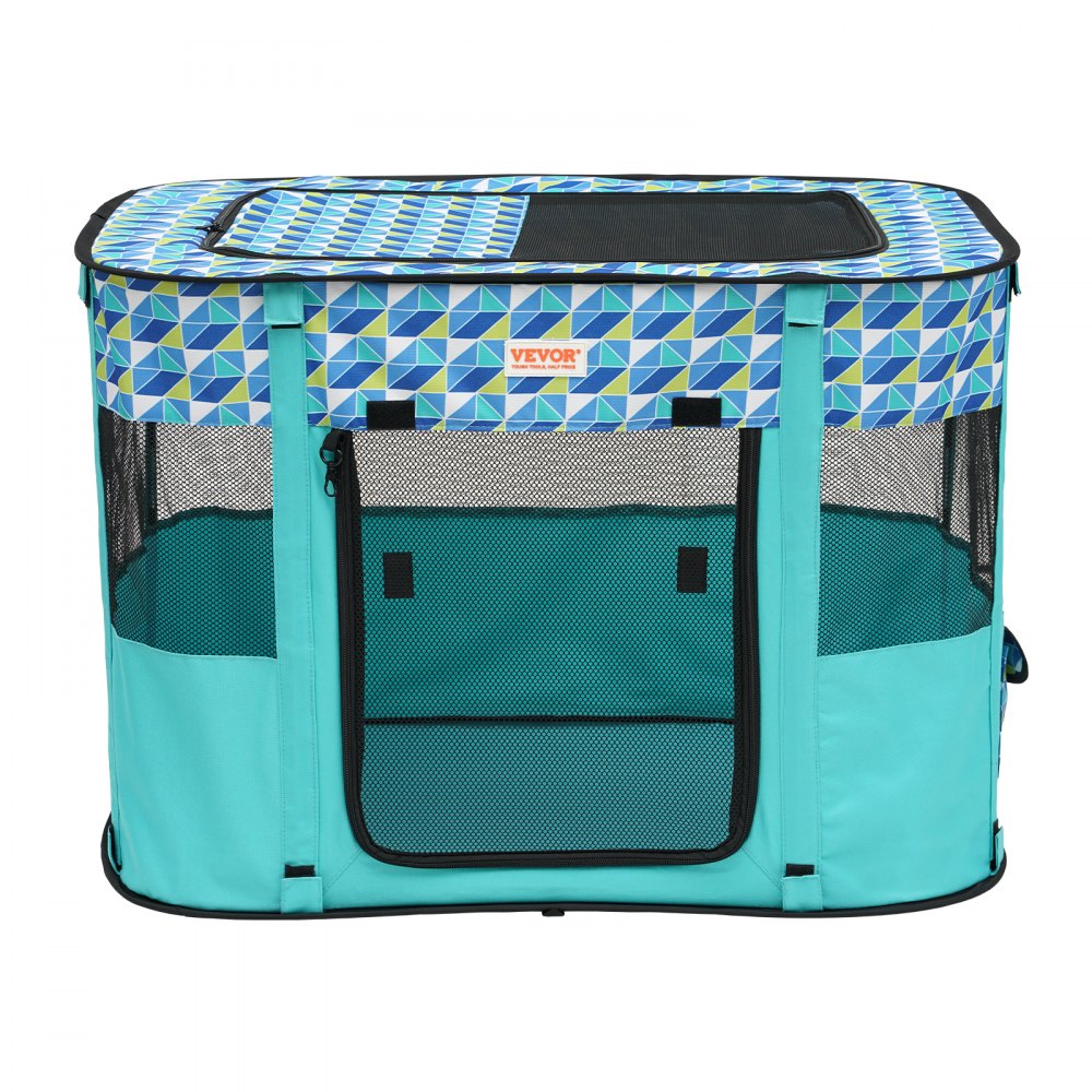 VEVOR Foldable Pet Playpen, 32'' x 24'' x 22'' Portable Dog Playpen, Crate Kennel for Puppy, Dog, Cat, Waterproof 600D Oxford Cloth, Removable Zipper, for Indoor Outdoor Travel Camping Use (Rectangle,
