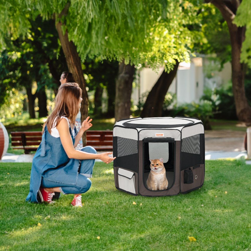 VEVOR Opvouwbare Puppyren 914 x 914 x 584 mm Puppyren Huisdierren 13 x 5 cm Opvouwbare Kom Hondenren 600D Oxford Stof Hondenren Buitenverblijf voor Kleine en Middelgrote Huisdieren