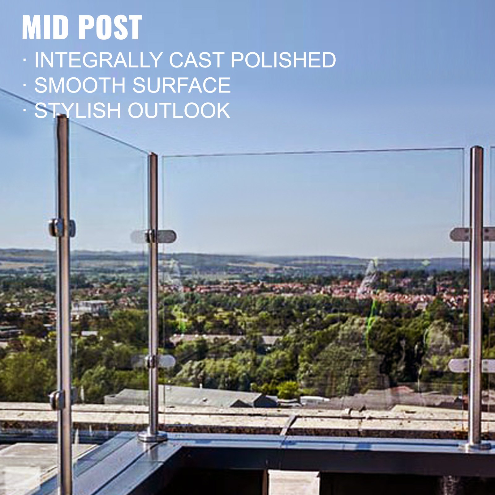 Glazen Zwembad Hek Balustrade Railing Posts 304 Roestvrij Staal Medium Paal