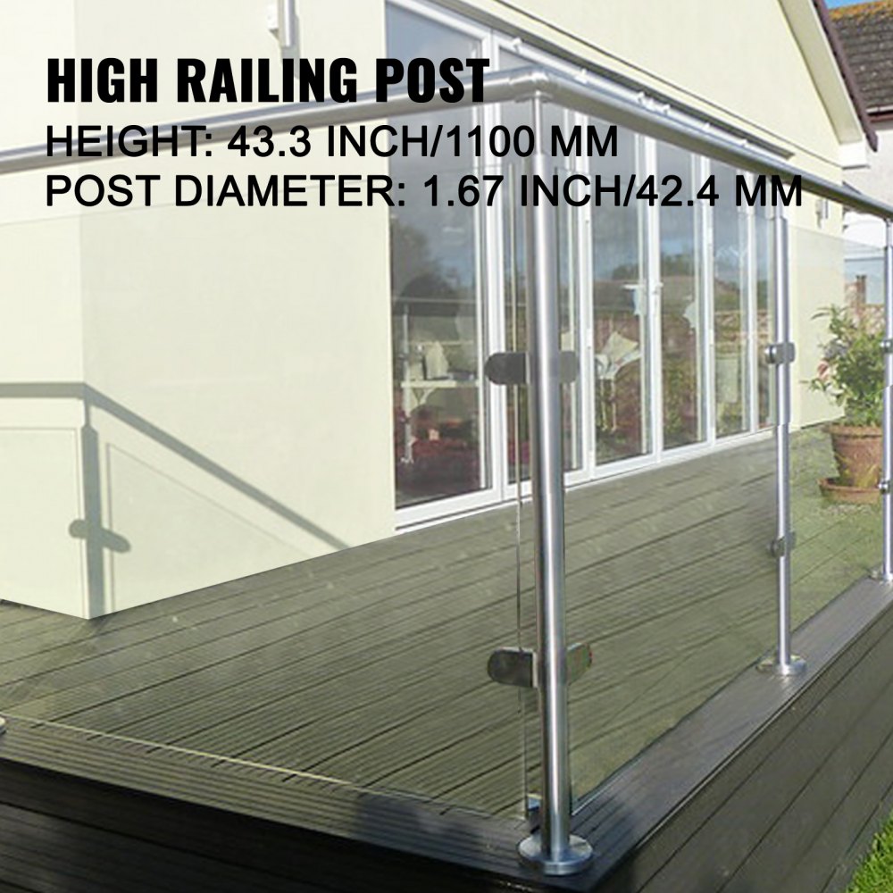 Glazen Zwembad Hek Balustrade Railing Posts Roestvrij Staal Hoekpaal 110 Cm
