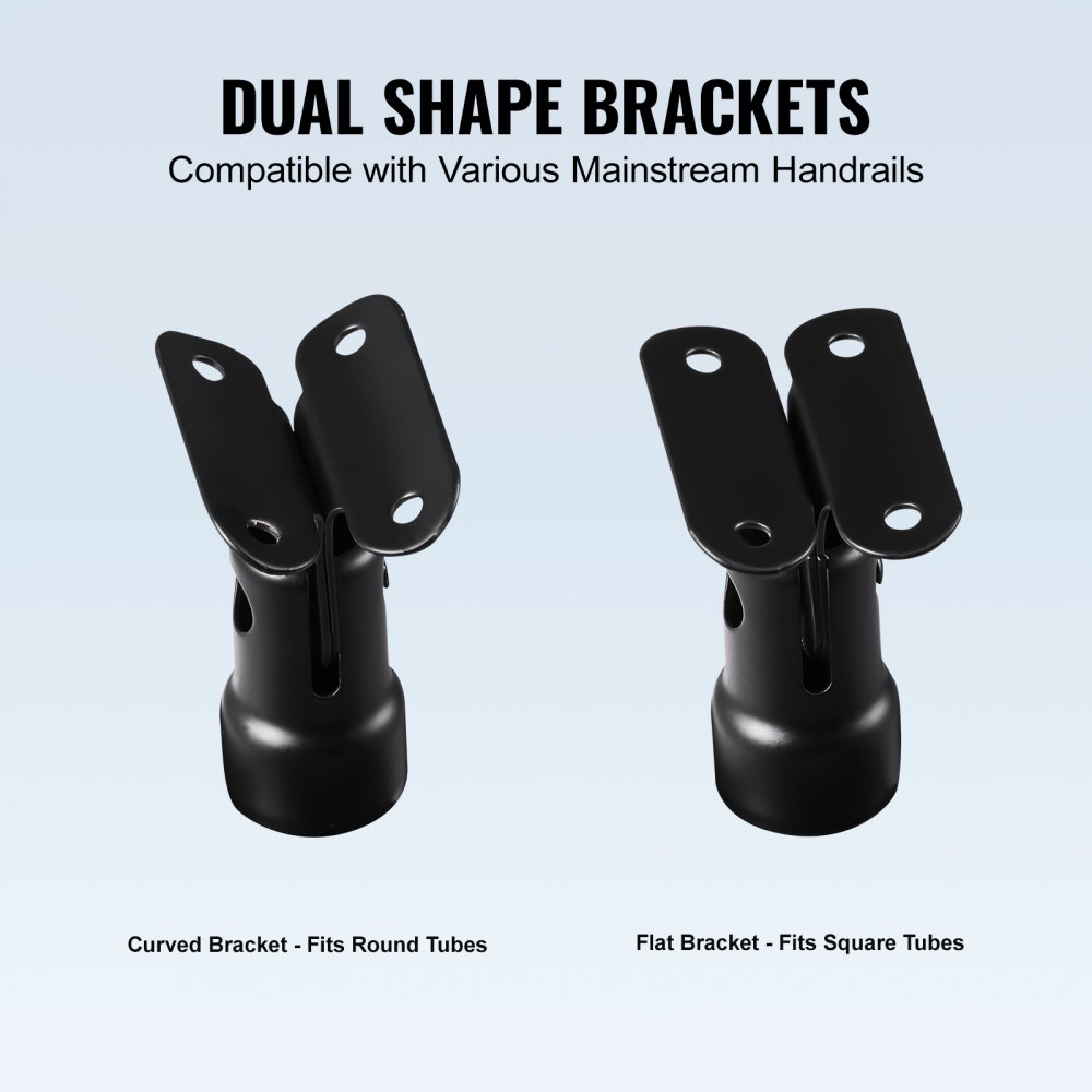 VEVOR Glass Clamp, 35.83" Height Glass Railing Bracket for 0.39 "-0.47 " Thickness Tempered Glass, 304 Stainless Steel Glass Mounting Clamp, Glass Shelf Bracket for Balcony, Garden, Deck, Stair, Black