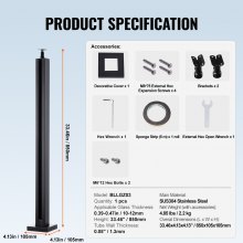 VEVOR Glasklem 35,83 Inch H Relingbeugel 0,39-0,47 Inch Glas Zwart