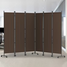 VEVOR 6 Panel Room Divider, 6 FT Tall, Freestanding & Folding Privacy Screen with Swivel Casters & Aluminum Alloy Frame, Oxford Bag Included, Room Partition for Office Home, 121" W x 14" D x 73"H, Bro