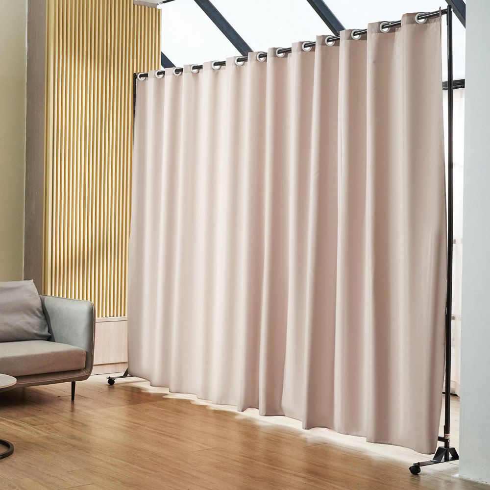 VEVOR Room Divider, 8 ft x 10 ft Portable Panel Room Divider with Wheels Curtain Divider Stand, Room Divider Privacy Screen for Office, Bedroom, Dining Room, Study, Khaki