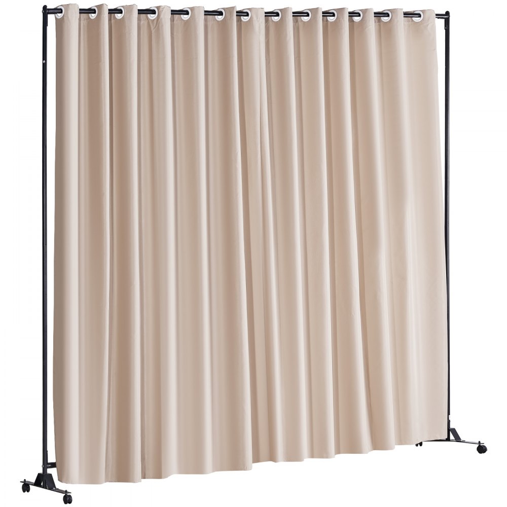 VEVOR Room Divider, 8 ft x 10 ft Portable Panel Room Divider with Wheels Curtain Divider Stand, Room Divider Privacy Screen for Office, Bedroom, Dining Room, Study, Khaki