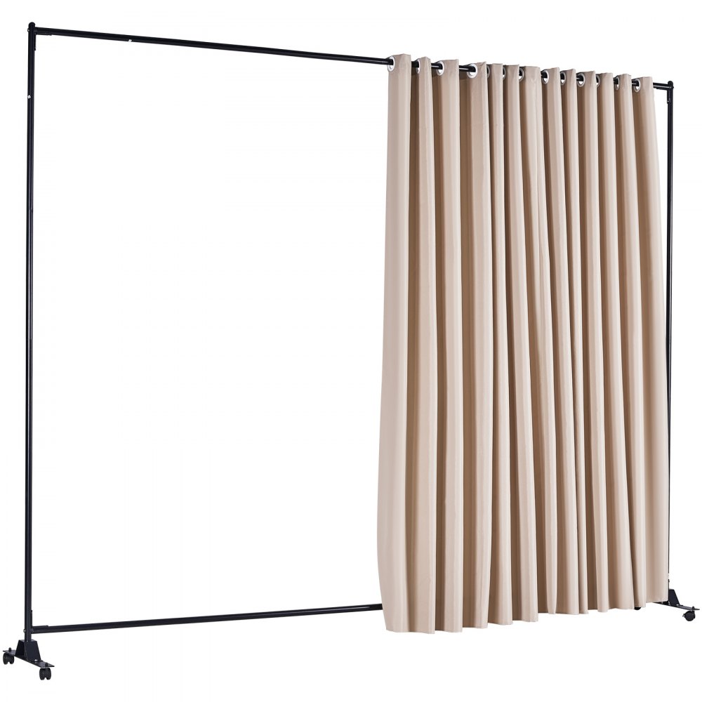 VEVOR Room Divider, 8 ft x 10 ft Portable Panel Room Divider with Wheels Curtain Divider Stand, Room Divider Privacy Screen for Office, Bedroom, Dining Room, Study, Khaki