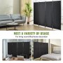 VEVOR 4-Panel Folding Room Divider 224 x 171 cm, Freestanding Privacy Screen Room Divider 55.8 x 30 x 171 cm Partition Screen Privacy Screen for Offices, Balconies, Bedrooms, etc. Black