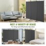 VEVOR Room Divider, 3 Panel Room Dividers and Folding Privacy Screens, Fabric Partition Room Dividers for Office, Bedroom, Dining Room, Study, Freestanding, Gray