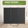 VEVOR Room Divider, 3 Panel Room Dividers and Folding Privacy Screens, Fabric Partition Room Dividers for Office, Bedroom, Dining Room, Study, Freestanding, Gray