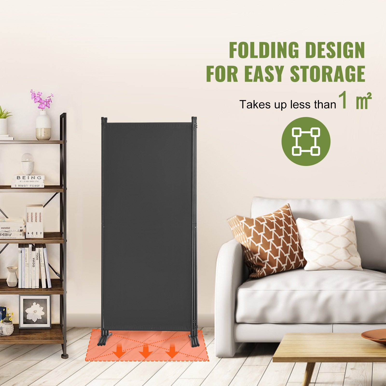 VEVOR Room Divider, 3 Panel Room Dividers and Folding Privacy Screens, Fabric Partition Room Dividers for Office, Bedroom, Dining Room, Study, Freestanding, Gray