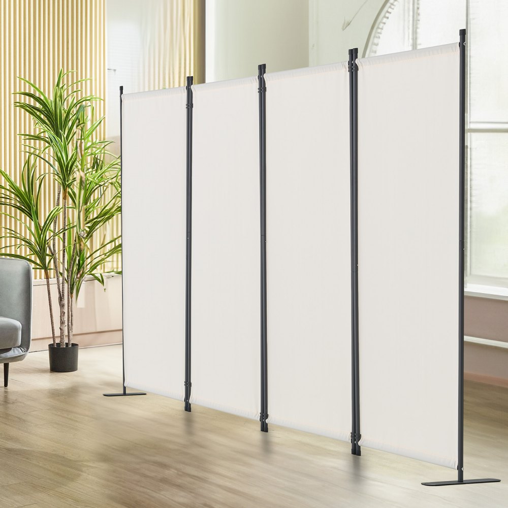 VEVOR Room Divider Scheidingswand 4-delig scherm Vouwscherm voor kantoor Slaapkamer Eetkamer Studeerkamer Balkon Vrijstaande kamerverdeler (228 x 45 x 172,5 cm), Wit