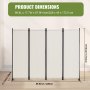 VEVOR Room Divider Scheidingswand 4-delig scherm Vouwscherm voor kantoor Slaapkamer Eetkamer Studeerkamer Balkon Vrijstaande kamerverdeler (228 x 45 x 172,5 cm), Wit