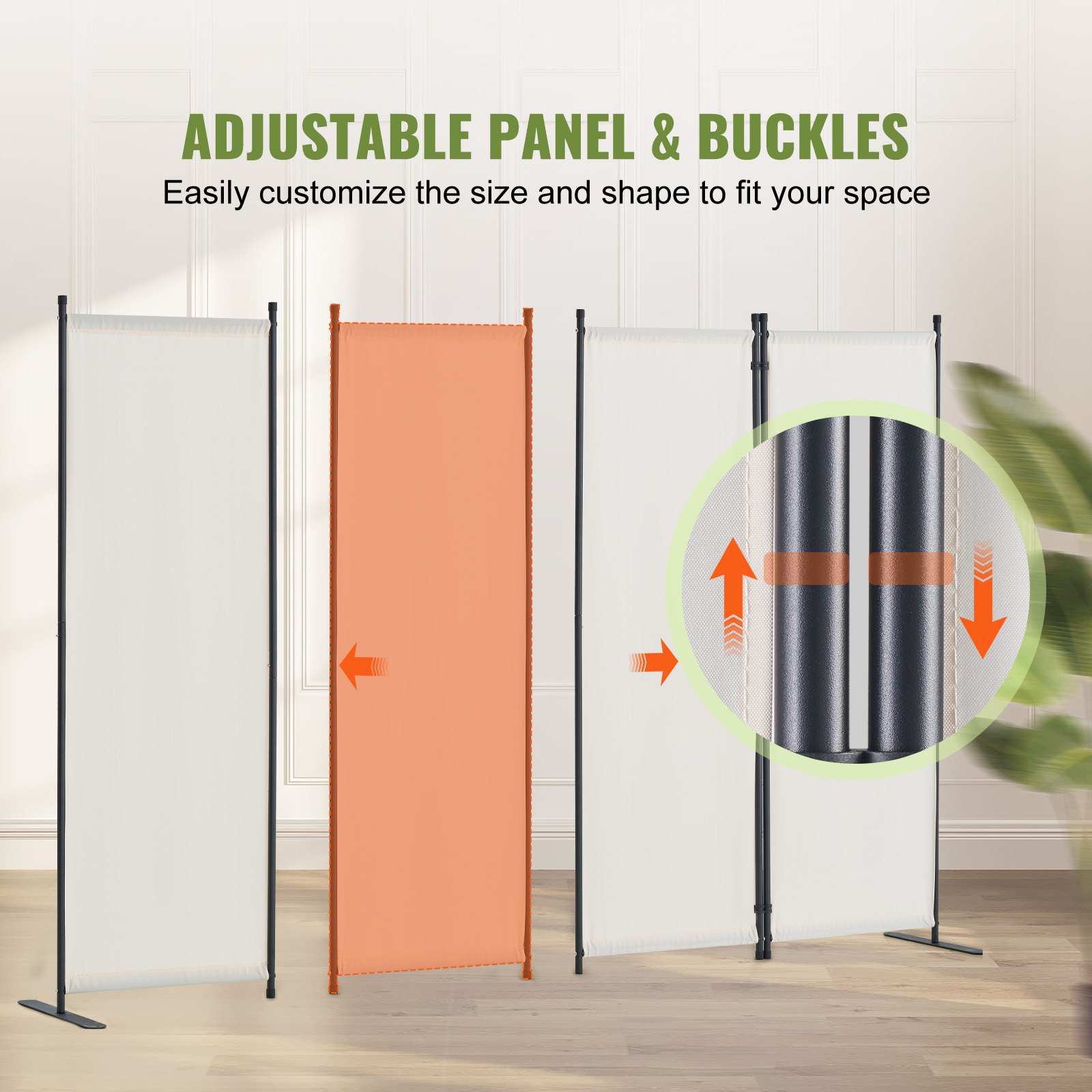 VEVOR Room Divider Scheidingswand 4-delig scherm Vouwscherm voor kantoor Slaapkamer Eetkamer Studeerkamer Balkon Vrijstaande kamerverdeler (228 x 45 x 172,5 cm), Wit