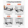 VEVOR Drywall Cart Dolly, 816 kg Load Capacity, Steel Panel Truck Cart with 12.5 mm Swivel Casters, Lumber Drywall Dolly with with Tie-Down Strap & 3 Side Handrails for Factory, Warehouse, Garage, Black