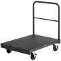 VEVOR Drywall Cart Dolly, 816 kg Load Capacity, 2-in-1 Steel Panel Truck Cart with 12.5 mm Swivel Casters, 91.4 x 61 cm Platform Truck with 3 Side Handrails for Factory, Warehouse, Garage, Black