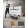 VEVOR Bordenwagen, 816 kg, 2-in-1 transportwagen met 360° zwenkwielen, bordenrol, bordenwagen met 4 zijleuningen, transporthulpmiddel voor fabriek, magazijn, garage, zwart 914 x 610 x 858 mm