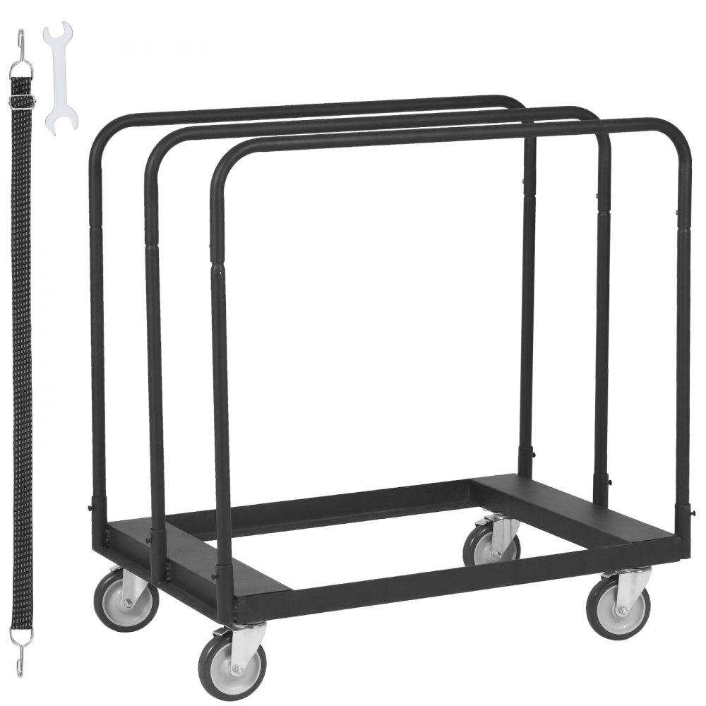 VEVOR Drywall Cart, 1500 Pound Panel Cart with 36.02" x 24.02" Deck and 5" Swivel Wheels, Heavy Duty Drywall Cart, Handling Wall Panels, Sheetrock, Lumber, for Garage, Home