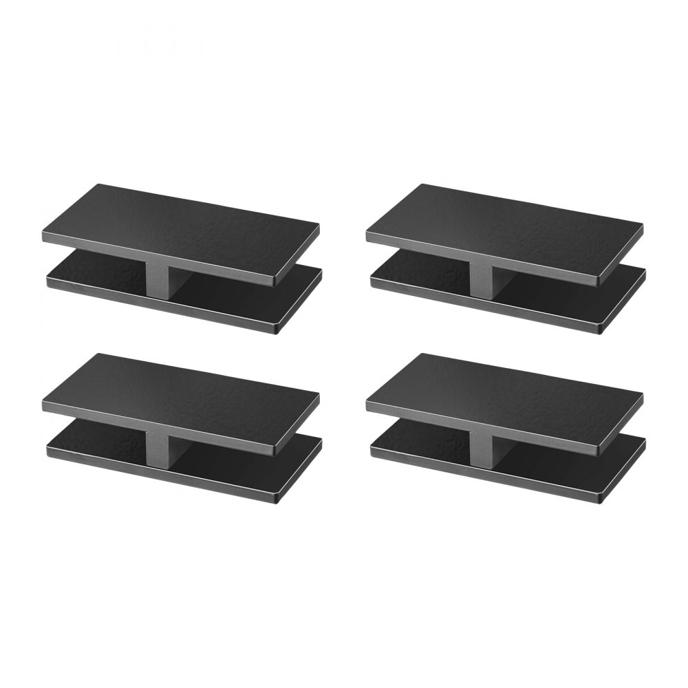 set of four black VEVOR glass clamp brackets for secure glass installation.