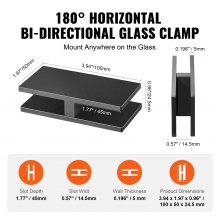 VEVOR glasklem, 4 stuks rechthoekige relingbeugel 0,31-0,47 inch zwart