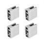 four VEVOR glass clamps in stainless steel finish arranged in a grid formation.