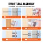 effortless assembly guide for VEVOR glass clamp on wood and concrete walls, highlighting installation steps.