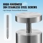 high-hardness 304 stainless steel screws, high strength, rust and break resistant, used in VEVOR glass clamp.