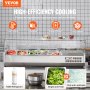 VEVOR Countertop Refrigerated Condiment Station, Prep Station with 3 x 1/3 Pan & 4 x 1/6 Pans, 304 Stainless Steel Body and PC Lid, Sandwich Prep Table Glass Protector