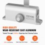 VEVOR door closer, wear-resistant cast aluminum, load bearing, safety edge guard design, scratch-resistant.