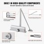 VEVOR Door Closer, Automatic Door Closer Commercial or Residential Use for Door Weights 150 kg, Adjustable Size Hydraulic Buffer Door Closers Heavy Duty Cast Aluminum Body, Easy Install, Silver