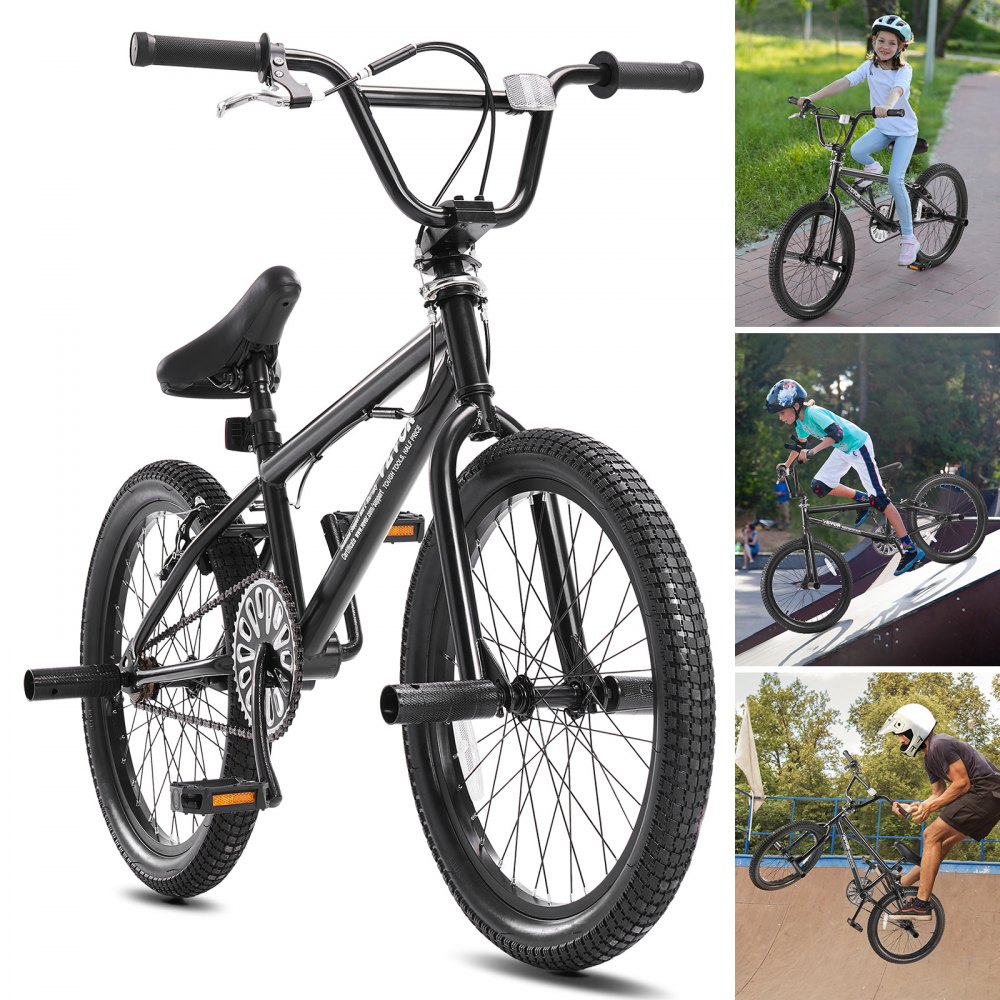 VEVOR BMX Bike, 20-Inch Wheel Freestyle Bike, BMX Race Bike with 360° Rotor and 4 Pegs, Beginner-Level BMX to Advanced Riders, BMX Bicycles for Teen Adult Men Women, Durable Hi-Ten Steel Frame