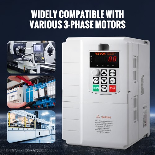 VEVOR VFD AC 220 240 V Frequentie Omvormer, 4 KW, 18 A, 5 Pk Frequentieregelaar Frequentieomvormer Inverter Variabele Driver Incl 20 Cm Besturingskabel 751090386