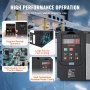 VEVOR variable frequency drive with remote operation, fast cooling fan, high-quality circuit board, and durable casing.