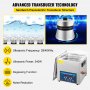 VEVOR Ultrasoon Reiniger Dual Frequentie 10L Ultrasone Reiniger met Verwarming voor Onderdelen Sieraden Lenzenvloeistof Ring Prothese Record
