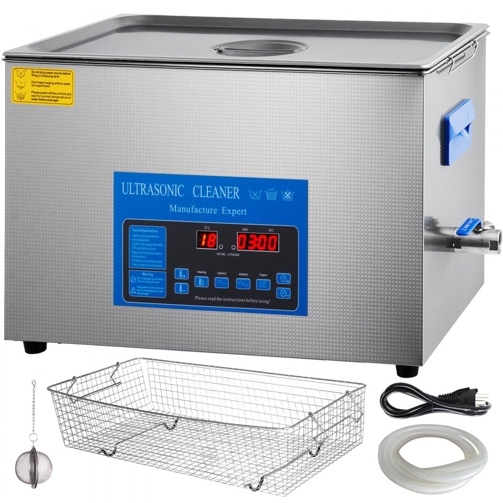VEVOR 22 L Ultrasone Reiniger met Dubbele Frequentie en Verwarmingselement voor Sieraden, Ringen, Brillen, Tandheelkundige Dossiers, 28/40 kHz Ultrasoon Reinigingsapparaat