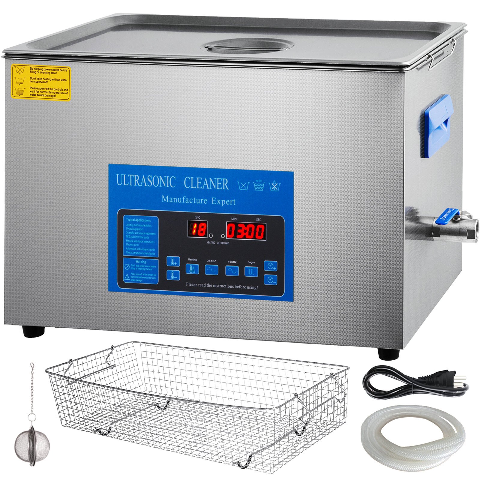 VEVOR 22 L Ultrasone Reiniger met Dubbele Frequentie en Verwarmingselement voor Sieraden, Ringen, Brillen, Tandheelkundige Dossiers, 28/40 kHz Ultrasoon Reinigingsapparaat