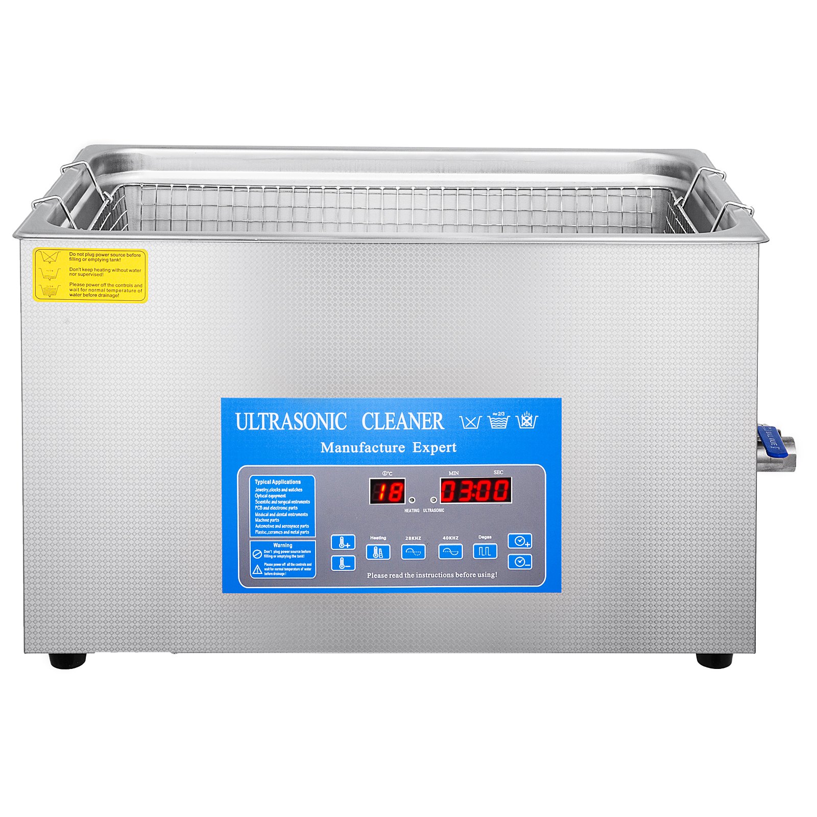 VEVOR 22 L Ultrasone Reiniger met Dubbele Frequentie en Verwarmingselement voor Sieraden, Ringen, Brillen, Tandheelkundige Dossiers, 28/40 kHz Ultrasoon Reinigingsapparaat
