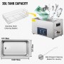 VEVOR Ultrasoon Reiniger 30L Digitale Ultrasone Reiniger met Verwarming 28/40KHz Verwarming Waterafvoer Cavitatie