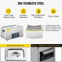VEVOR 30L Ultrasonic Cleaner Dual Frequency Ultrasonic Cleaning Machine with Heater Jewelry Cleaner for Parts Jewelry Eyeglass Ring Denture Record Circuit Board 28/40KHz
