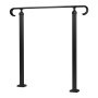 VEVOR Handrails for Outdoor Steps, 2-3 Step Adjustable Height, Carbon Steel Transitional Handrail with Installation Kit, Exterior Hand Railing for Steps, Concrete or Wooden Stairs, Porch, Matte Black