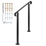 VEVOR Handrails for Outdoor Steps, 2-3 Step Adjustable Height, Carbon Steel Transitional Handrail with Installation Kit, Exterior Hand Railing for Steps, Concrete or Wooden Stairs, Porch, Matte Black