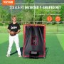 VEVOR Baseball en Softball Rebounder Net, 3,5 x 4,5 ft 2-in-1 Switch Hitter Pitch Trainer, PitchBack Baseball Pitching Return Trainer Nest, Bounce Back Net voor Fielding/Gooien Oefening