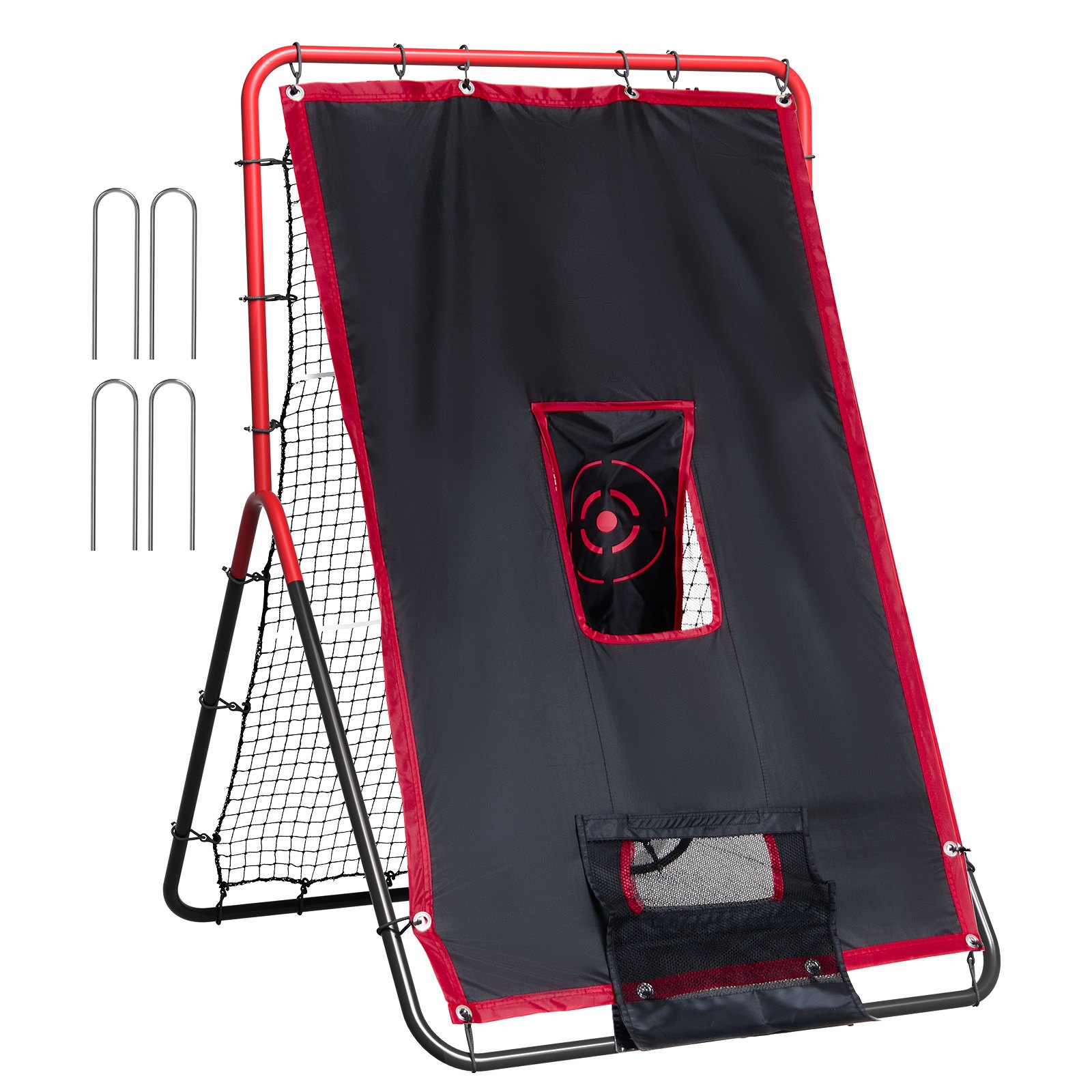 VEVOR Baseball en Softball Rebounder Net, 3,5 x 4,5 ft 2-in-1 Switch Hitter Pitch Trainer, PitchBack Baseball Pitching Return Trainer Nest, Bounce Back Net voor Fielding/Gooien Oefening
